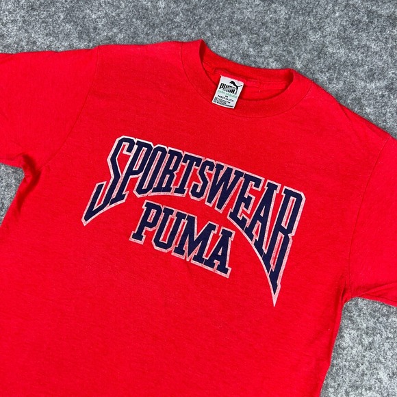 Puma Other - VTG PUMA Shirt Mens Medium Red Sportswear Logo Single Stitch 80s Tee USA Made